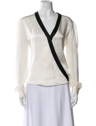 Pre-owned Generation Love Silk V-neck Blouse In White