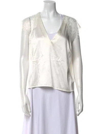 Pre-owned Generation Love Silk V-neck Blouse In White