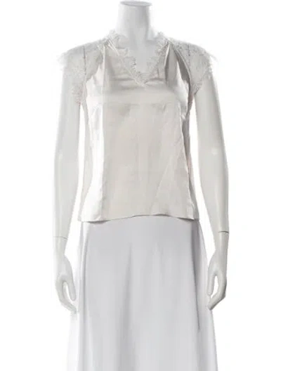 Pre-owned Generation Love Silk V-neck Blouse In White