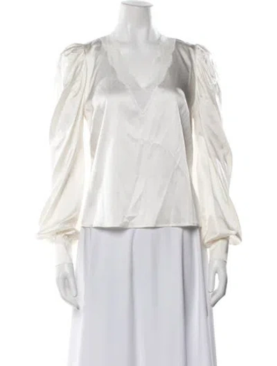 Pre-owned Generation Love Silk V-neck Blouse In White