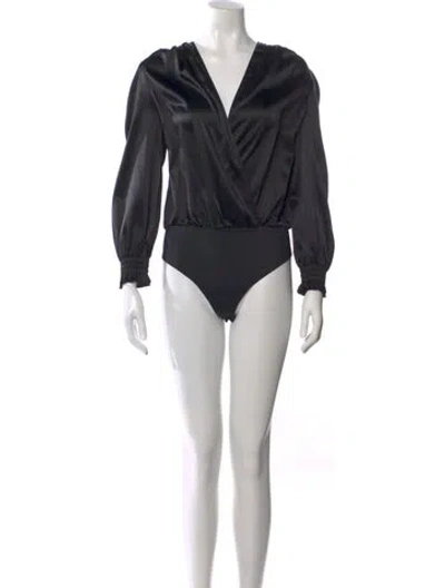Pre-owned Generation Love Silk V-neck Bodysuit In Black