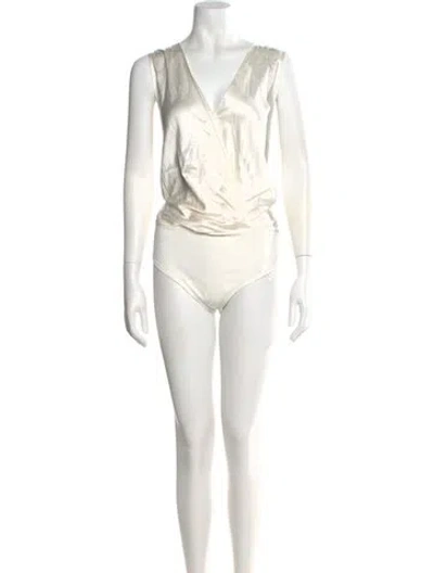 Pre-owned Generation Love Silk V-neck Bodysuit W/ Tags In White