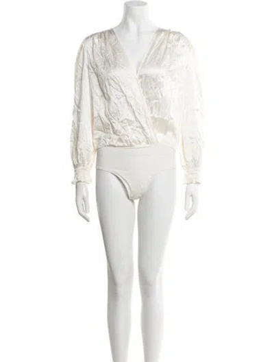 Pre-owned Generation Love Silk V-neck Bodysuit In White