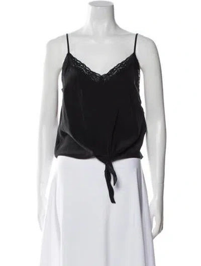 Pre-owned Generation Love Silk V-neck Crop Top In Black