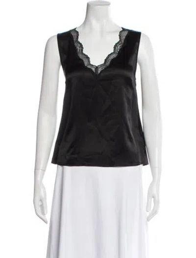 Pre-owned Generation Love Silk V-neck Top In Black