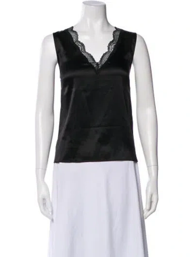 Pre-owned Generation Love Silk V-neck Top In Black