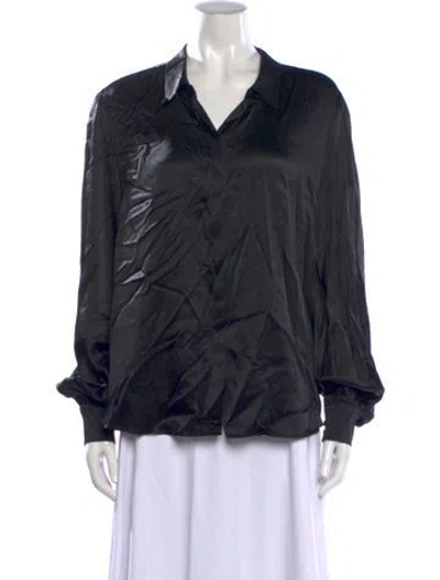Pre-owned Generation Love Silk V-neck Top In Black