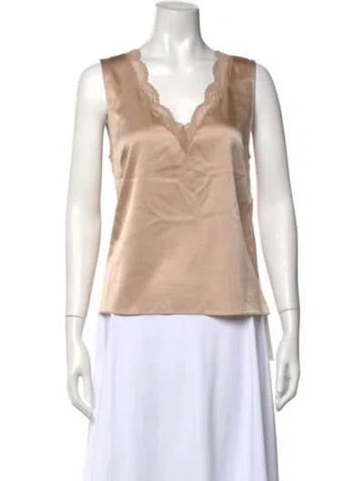 Pre-owned Generation Love Silk V-neck Top In Neutrals