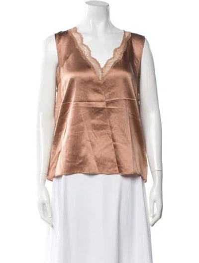 Pre-owned Generation Love Silk V-neck Top In Neutrals