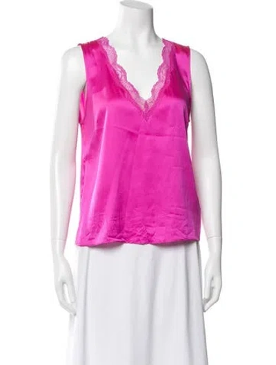 Pre-owned Generation Love Silk V-neck Top In Pink