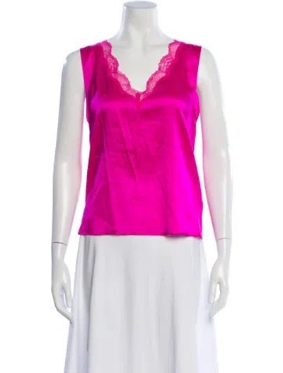 Pre-owned Generation Love Silk V-neck Top In Pink