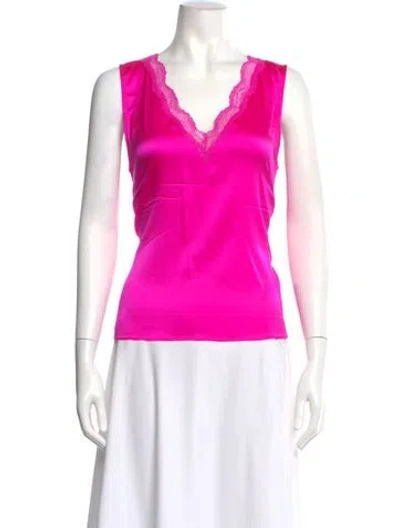 Pre-owned Generation Love Silk V-neck Top In Pink