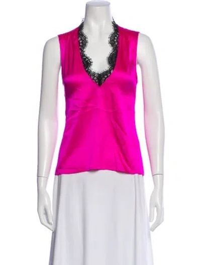 Pre-owned Generation Love Silk V-neck Top In Pink