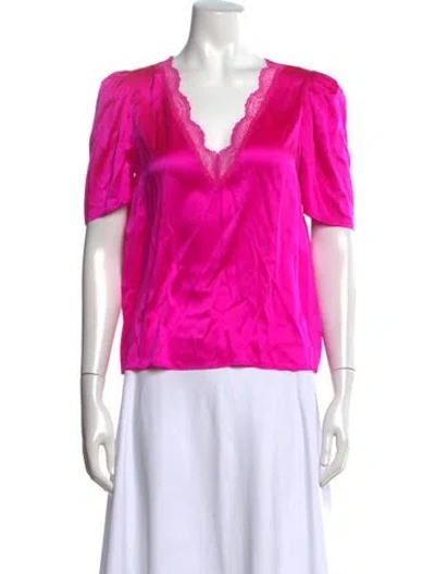 Pre-owned Generation Love Silk V-neck Top In Pink