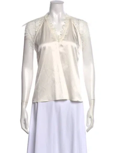 Pre-owned Generation Love Silk V-neck Top In White