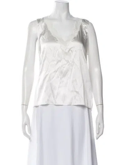 Pre-owned Generation Love Silk V-neck Top In White