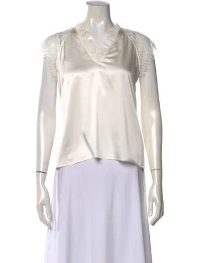 Pre-owned Generation Love Silk V-neck Top In White