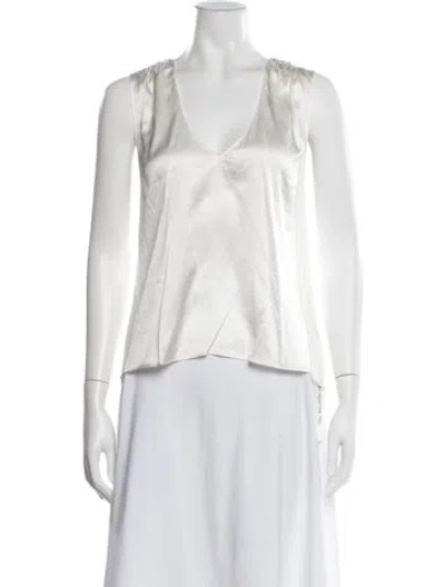 Pre-owned Generation Love Silk V-neck Top In White