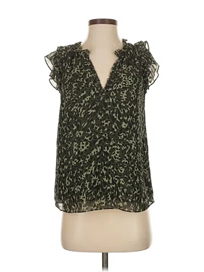 Pre-owned Generation Love Sleeveless Silk Top Green Plunge Neckline Tops
