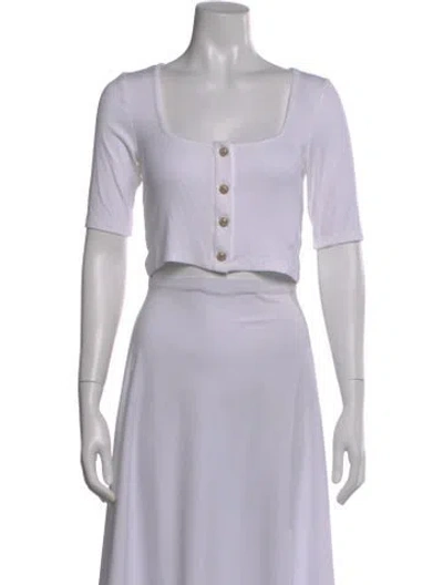 Pre-owned Generation Love Square Neckline Short Sleeve Crop Top In Gray