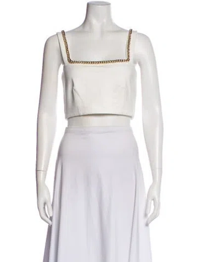 Pre-owned Generation Love Square Neckline Sleeveless Crop Top In White