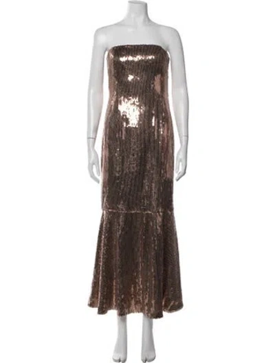 Pre-owned Generation Love Strapless Long Dress In Brown
