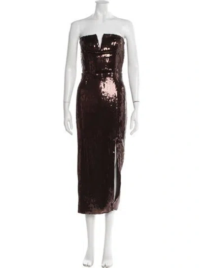 Pre-owned Generation Love Strapless Midi Length Dress In Brown