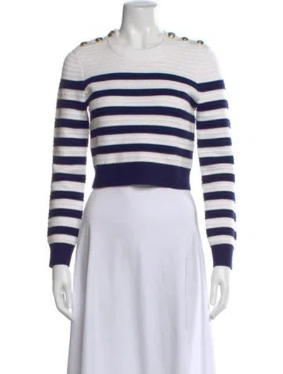 Pre-owned Generation Love Striped Crew Neck Crop Top In White