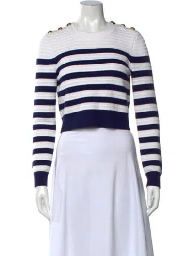 Pre-owned Generation Love Striped Crew Neck Sweater In White