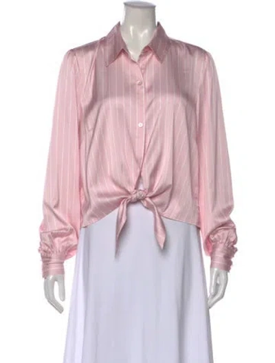 Pre-owned Generation Love Striped Long Sleeve Button-up Top In Pink