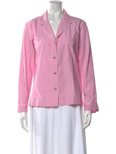 Pre-owned Generation Love Striped Long Sleeve Button-up Top In Pink