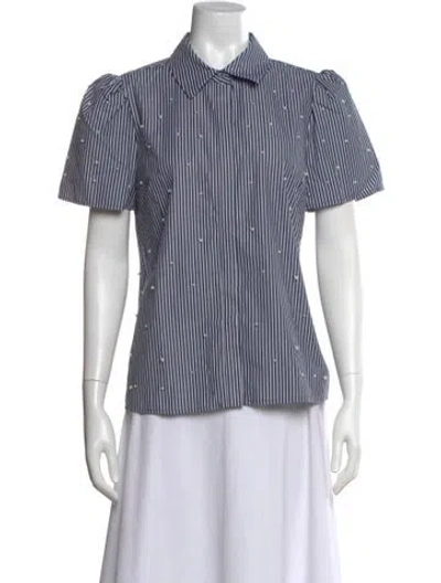 Pre-owned Generation Love Striped Short Sleeve Top In Blue