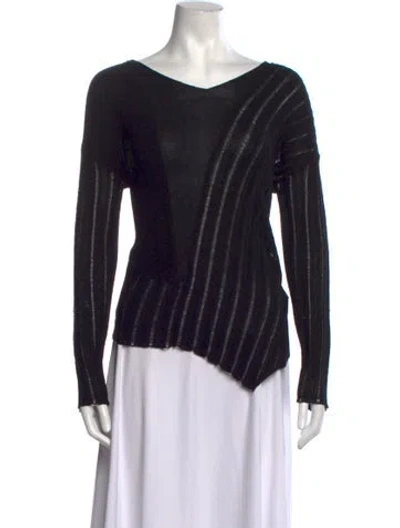 Pre-owned Generation Love Striped V-neck Sweater In Black