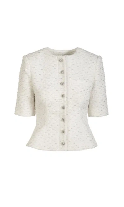 Generation Love Tashi Crystal Embellished Tweed Jacket In Neutral