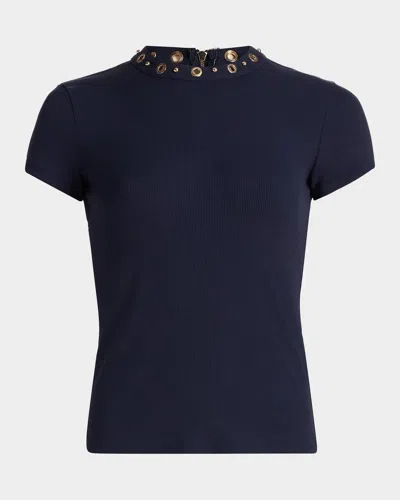 Generation Love Tate Grommet Rib-knit Top In Blue