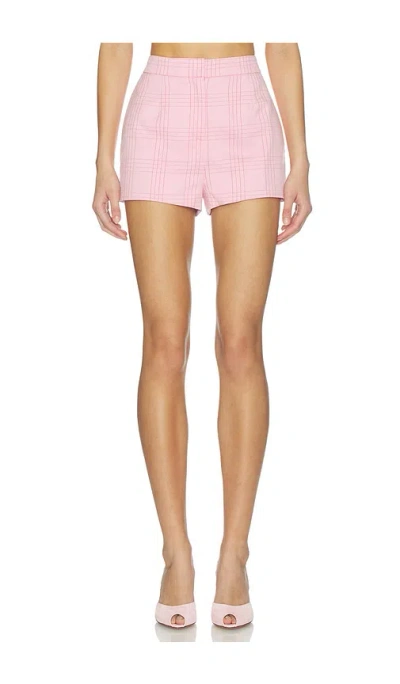 Generation Love Tayla Windowpane Suiting Micro Shorts In Pink