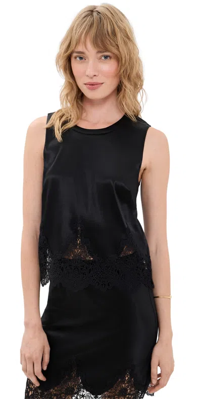 Generation Love Tegan Lace Combo Liquid Satin Top Black