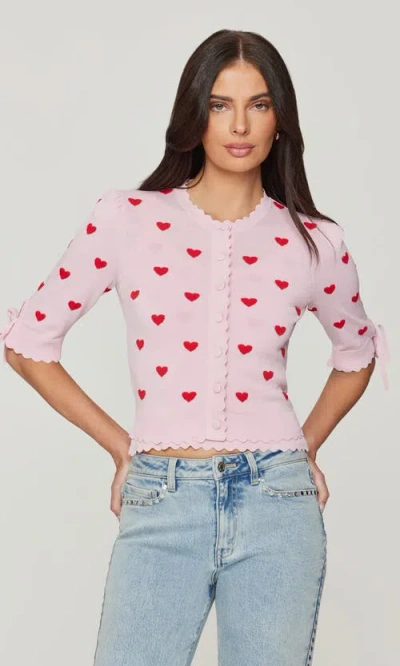 Generation Love Tess Hearts Intarsia Cardigan In Pink