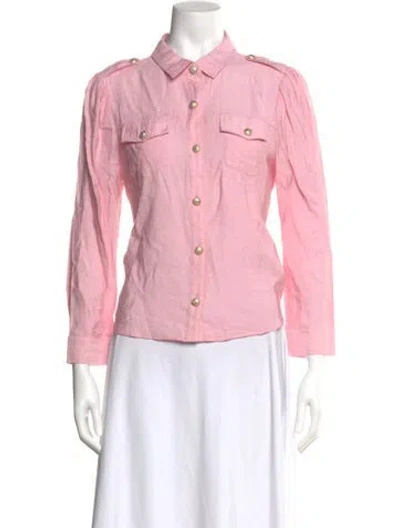 Pre-owned Generation Love Three-quarter Sleeve Button-up Top In Pink