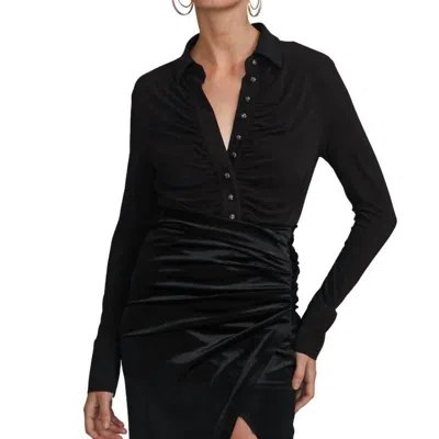 Generation Love Tianna Crystal Button Shirt In Black