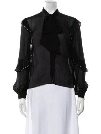 Pre-owned Generation Love Tie Neck Long Sleeve Blouse W/ Tags In Gray