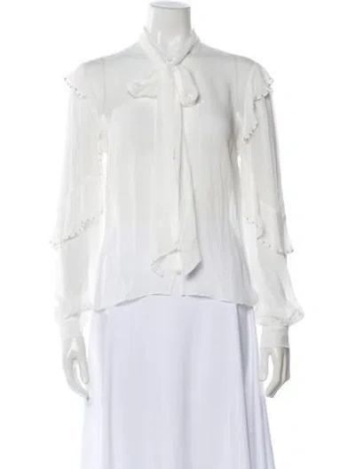 Pre-owned Generation Love Tie Neck Long Sleeve Blouse W/ Tags In White