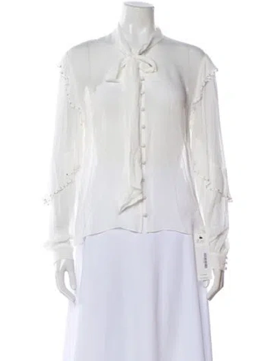Pre-owned Generation Love Tie Neck Long Sleeve Blouse W/ Tags In White
