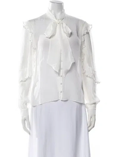 Pre-owned Generation Love Tie Neck Long Sleeve Blouse W/ Tags In White