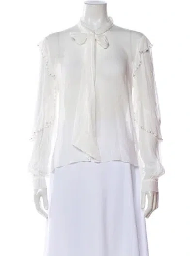 Pre-owned Generation Love Tie Neck Long Sleeve Blouse W/ Tags In White