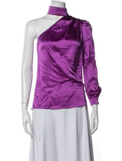 Pre-owned Generation Love Tie Neck Long Sleeve Top In Purple