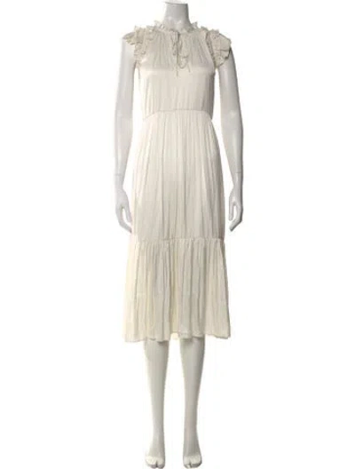 Pre-owned Generation Love Tie Neck Midi Length Dress In Neutral