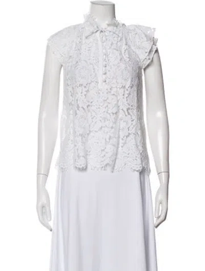 Pre-owned Generation Love Tie Neck Short Sleeve Top In White