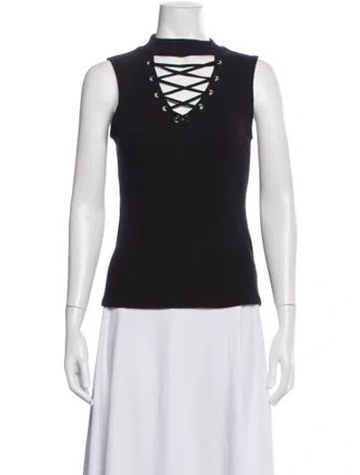 Pre-owned Generation Love Tie Neck Sleeveless Top In Black