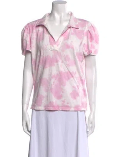 Pre-owned Generation Love Tie-dye Print V-neck Blouse In Pink